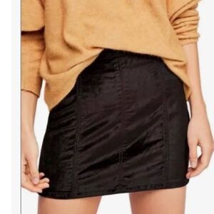 Nwot Free People Black Velvet Skirt waist 30 12